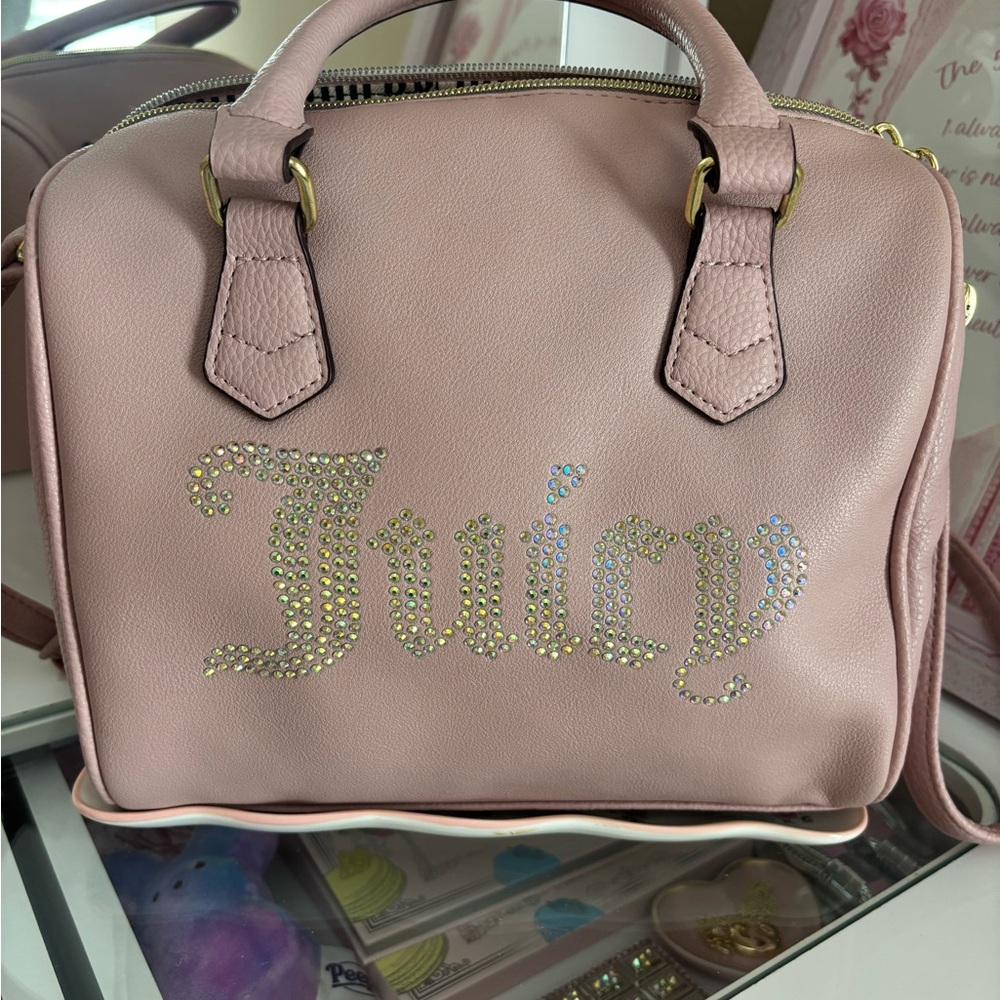 Juicy Couture Pink Rhinestone Logo Satchel